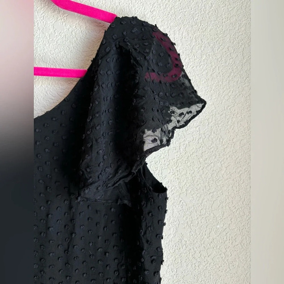 J. Crew Black Swiss Dot Silk Blend Flutter Sleeve Dress - Picture 8 of 10